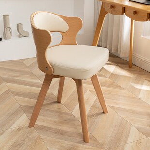 实木家用旋转电脑椅简约小型小巧写字椅靠背座椅子学生书桌椅餐椅