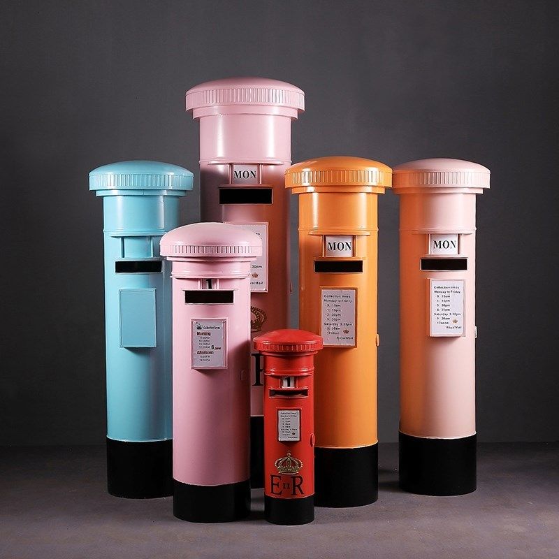 定制欧式复古红色电话亭铁艺摆件英伦工业风创意网红装饰道具模型