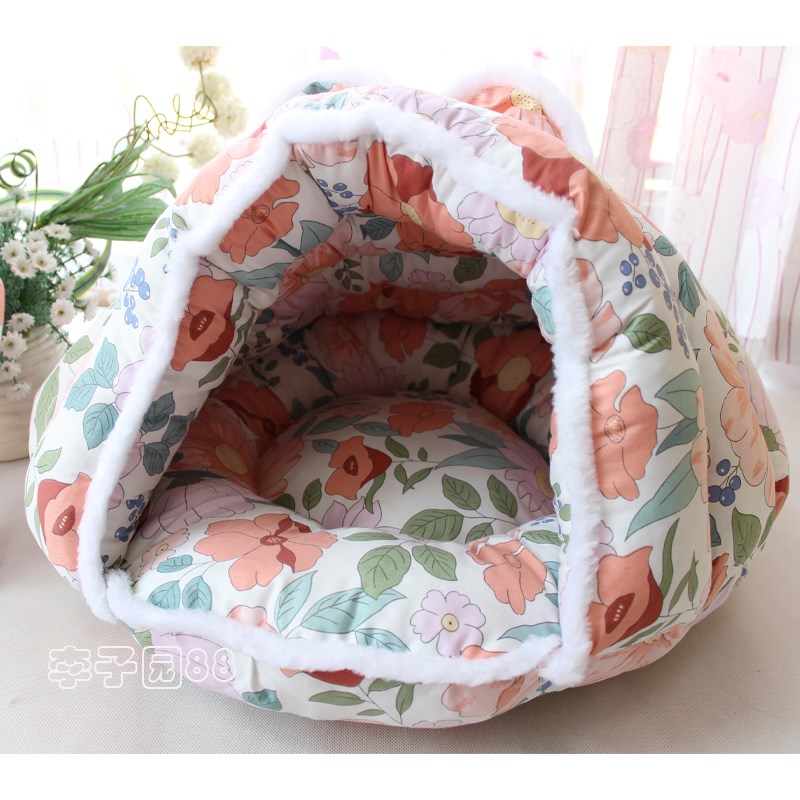 新款繁花宠物狗狗猫汉堡睡袋小型犬布偶咖啡美短英短波斯暹罗猫窝