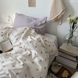 法式 纯棉床品单件被罩200X230cm简约单双人被单 碎花全棉单品被套