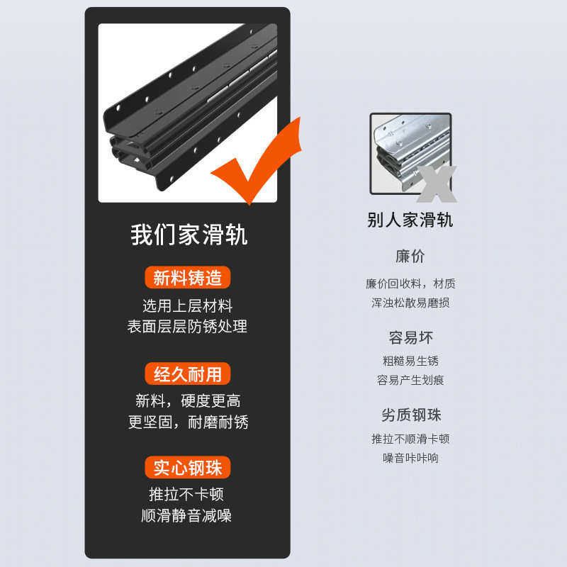 楼梯柜重型滑轨鞋柜滑道储物柜下轨道地轨抽拉式承重托底抽屉导轨