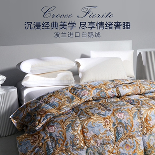 LOSIS/露茜95白鹅绒被芯高奢真丝提花羽绒被子