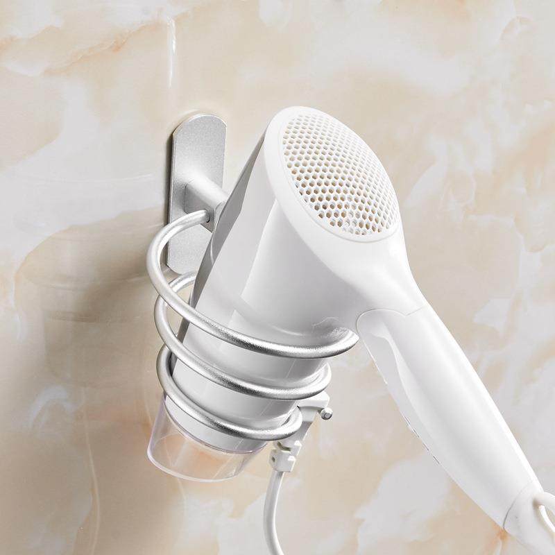 免打孔电吹风机支架壁挂厕所浴室置物架收纳太空铝卫生间风筒架子