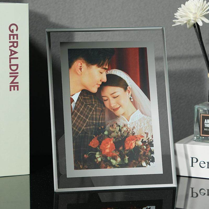 简约6寸透明玻璃相框摆台卡通照摆件六寸字画展示框架景区照片框