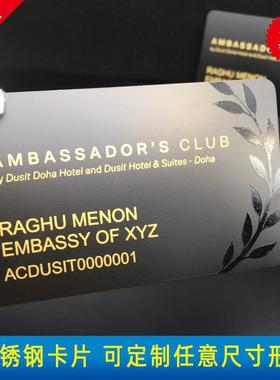 不锈钢哑黑金属名片定做不锈钢精品卡定制外贸英文金属卡片名片