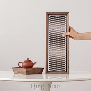 高级感胡桃木茶盘家用干泡盘轻奢小型小茶台储水沥水托盘茶道配件