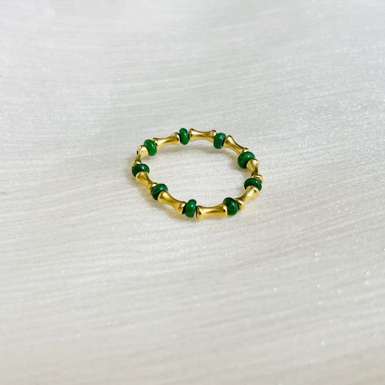 【璇姐专享】18k金竹节翡翠戒指