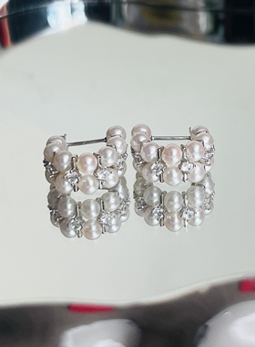 【璇姐专享】双排白色3mak珍珠耳环
