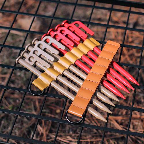 户外皮革地钉链便携可悬挂8孔地钉收纳袋露营配件营钉地钉收纳链