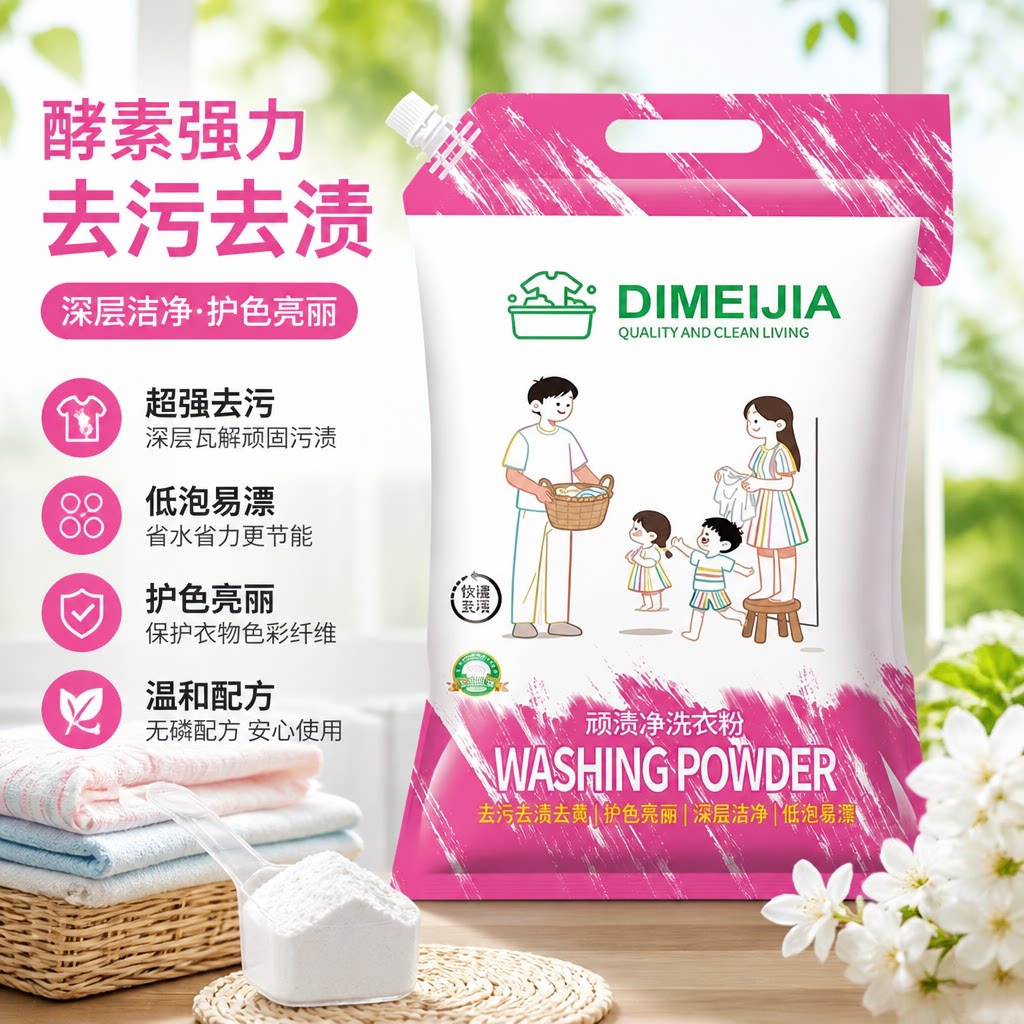 顽渍净洗衣粉酵素成分超强去污