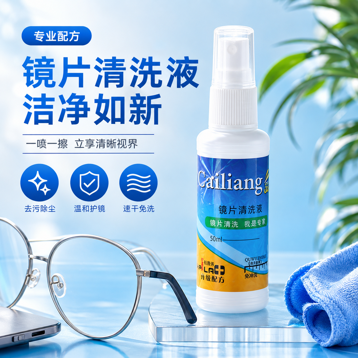眼镜清洗液洗眼镜液水眼睛手机电脑屏幕镜片喷雾清洁剂护理液神器