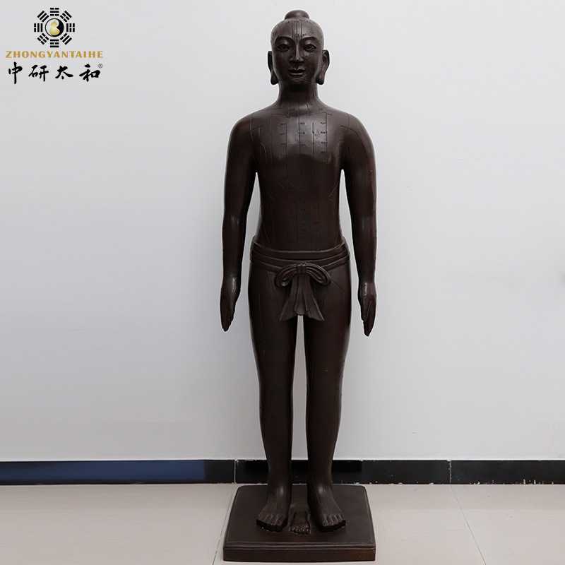 仿古针灸铜人模型真铜全铜紫铜清晰刻字穴位经络针灸人170cm