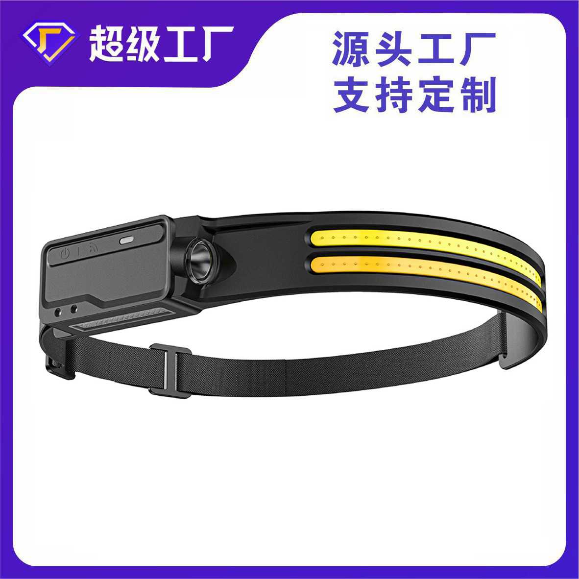 硅胶感应头灯LED充电应急长续航头戴式灯户外骑行强光头灯