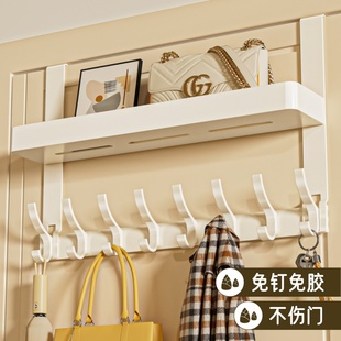 免打孔门后挂钩加长衣服挂衣钩卧室门衣帽架置物架门上多层挂衣架