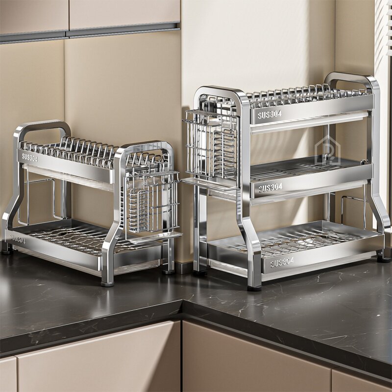 新款碗碟收纳沥水架厨房置物架304不锈钢碗盘架多功能放盘筷柜子,厨房/烹饪用具,碗架,淘宝优惠券,粉丝福利购,淘宝优惠卷