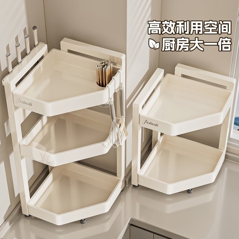 厨房置物架台面转角多功能调料品三角架墙角落多层调味罐收纳架子
