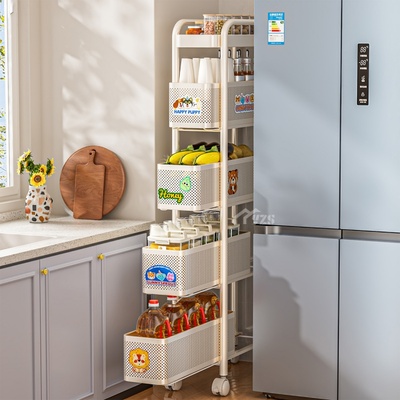 厨房门后窄架果蔬推车夹缝置物架