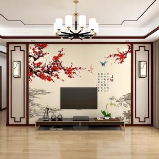 新中式花鸟电视背景墙板客厅家和竹木纤维集成墙板卧室山水护墙板