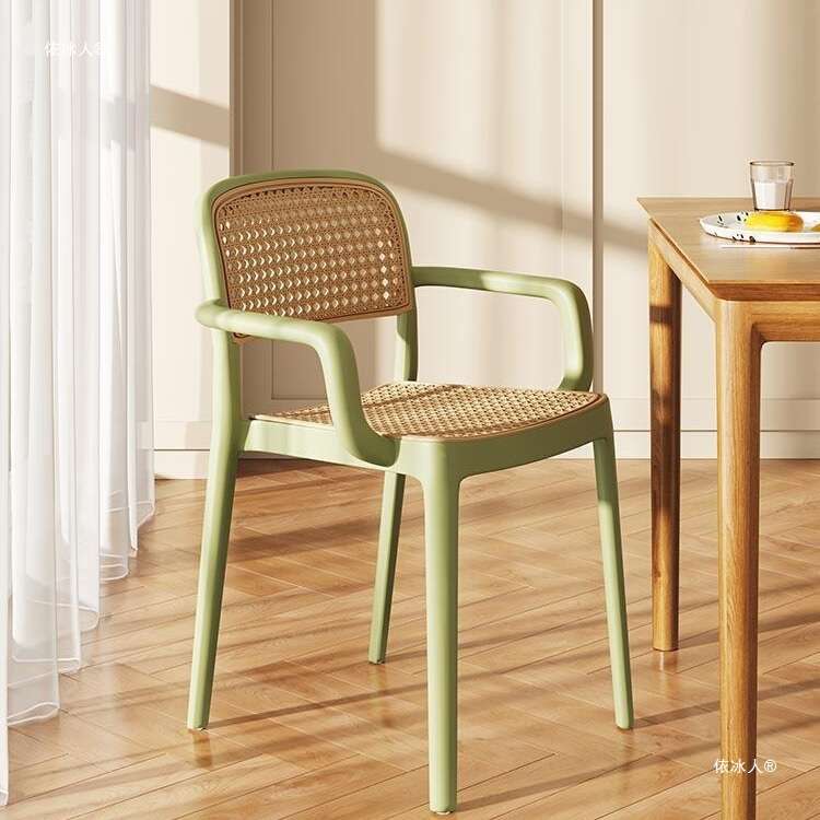 餐椅家用网红藤编户外凳子靠背轻奢高级简易休闲简约塑料扶手椅子