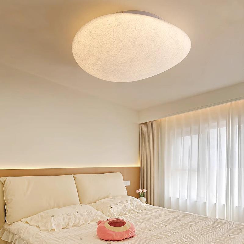 中古蚕丝鹅卵石吸顶灯中古法式奶油风儿童房卧室灯走廊阳台装饰灯