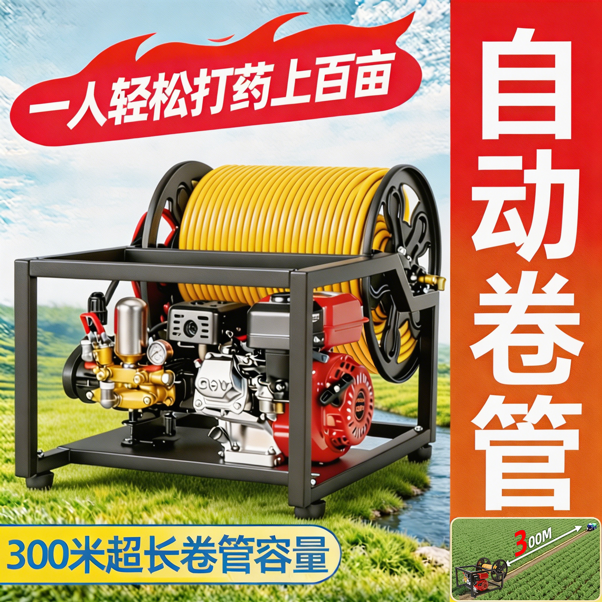 可洁亚自动卷管打药机高压喷雾机