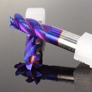 钨钢粗皮铣刀4刃65度合金波刃开粗不锈钢数控加长蓝色涂层波纹刀