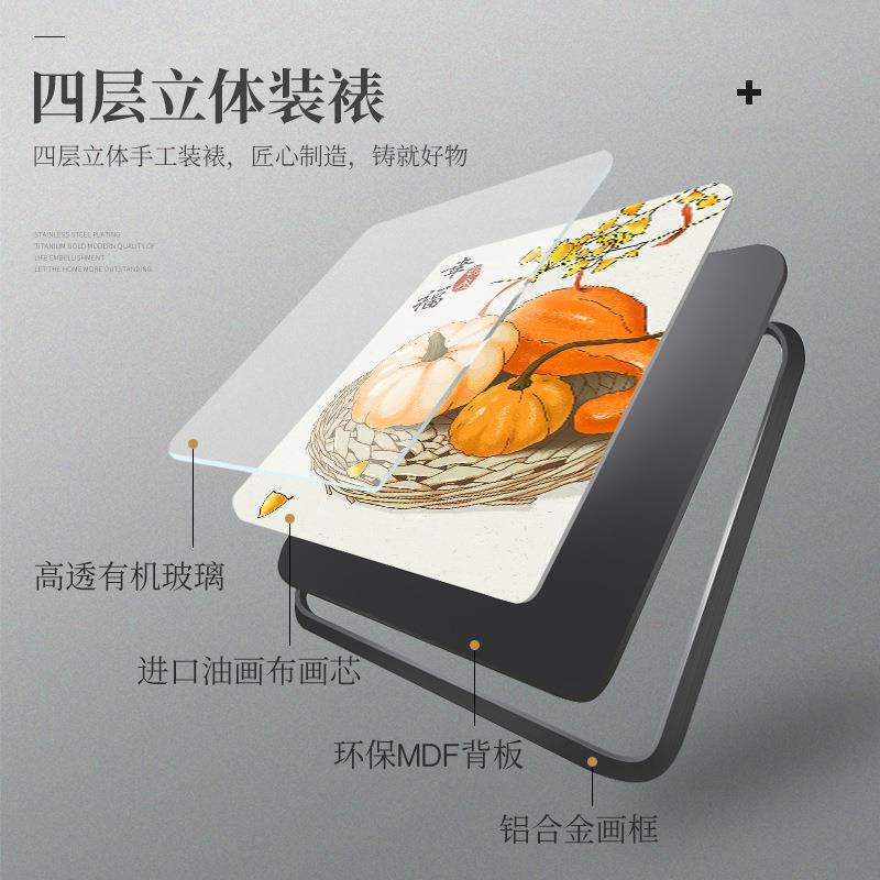 新款直销新中式餐厅装饰画幸福安康寓意好饭厅墙面挂画民俗水果蔬图片