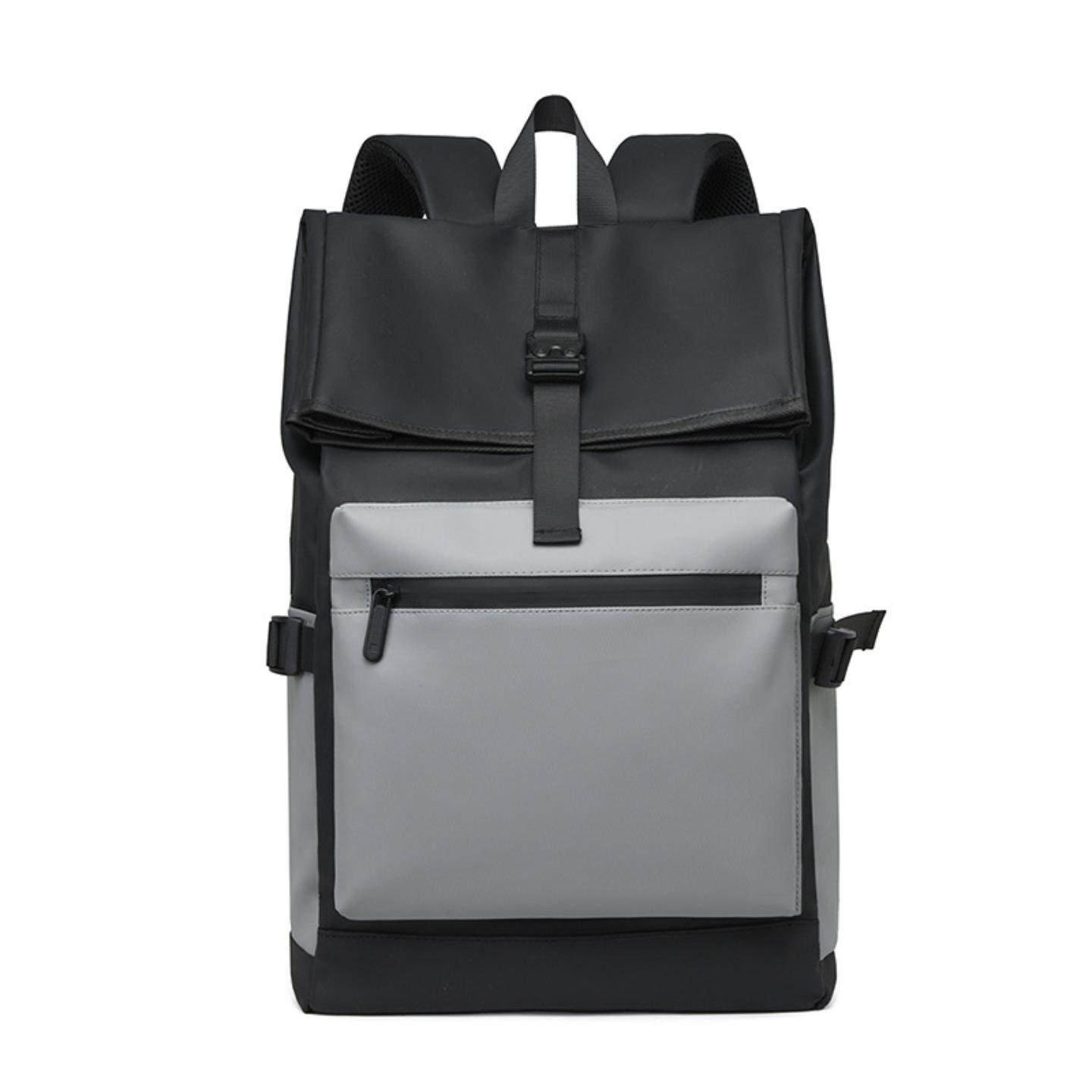 新款休闲旅行双肩包潮酷机能风背包折叠卷口双肩包男款户外旅行包