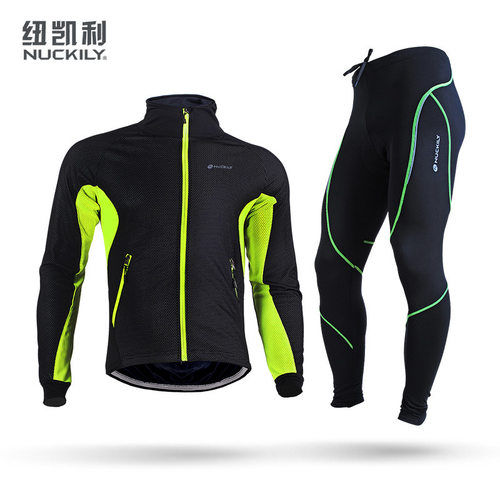 秋冬保暖抓绒骑行服套装长袖长裤