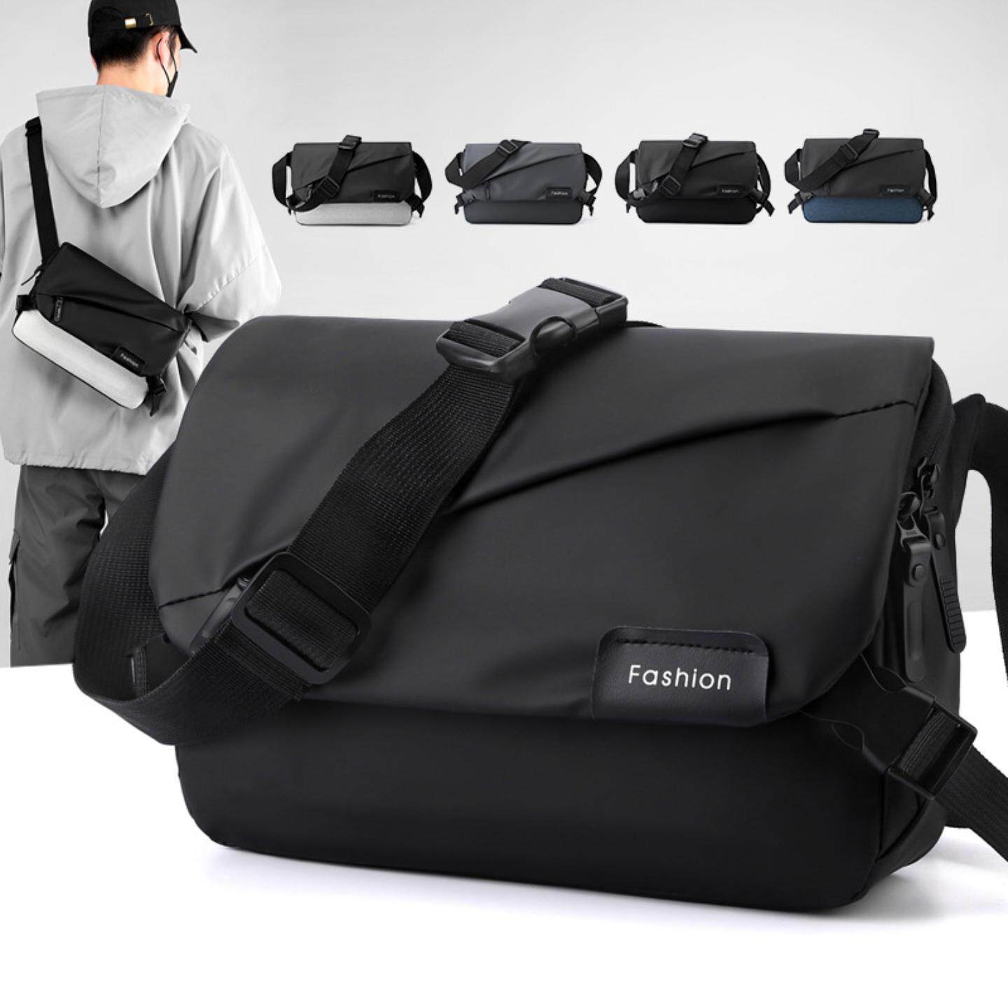 斜挎单肩包男士商务休闲机能简约胸包多隔层大容量通勤休闲邮差包