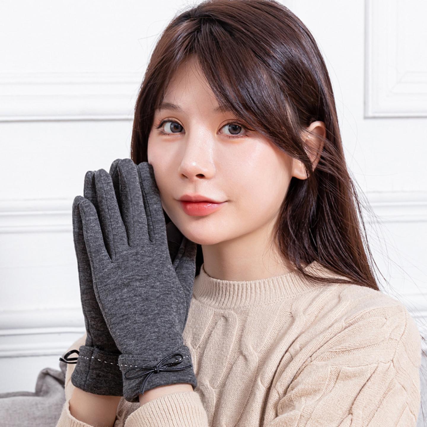 秋冬不倒绒套女防风骑车开车触控