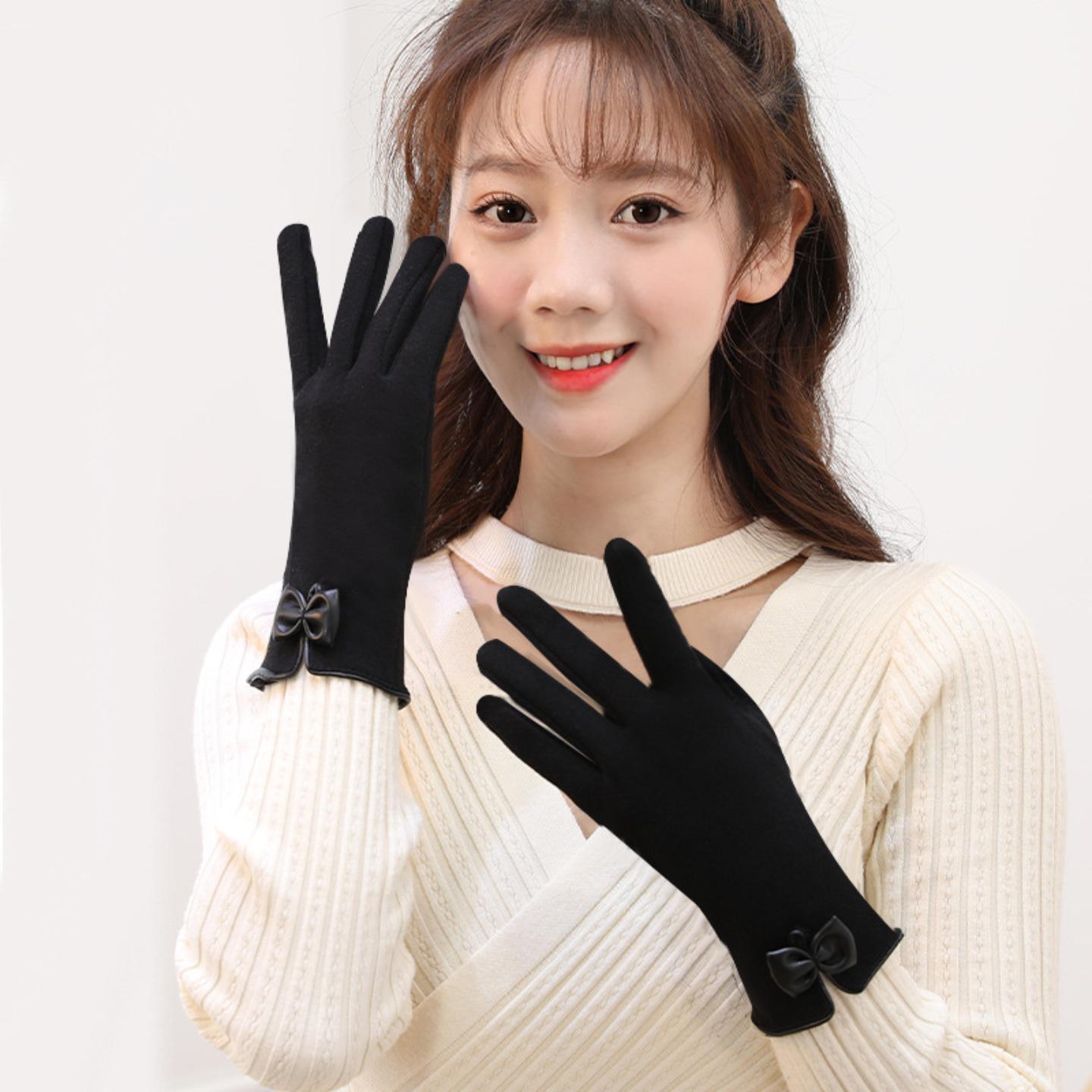 冬季不倒绒手套女冬结加绒套保暖