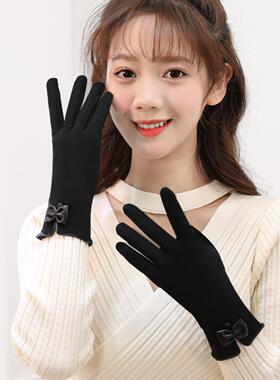 冬季不倒绒手套女冬结加绒套保暖