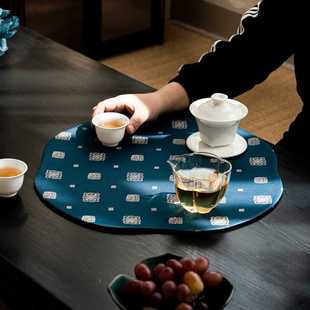 禅意香云纱小茶席轻奢短款 中式 桌布垫子复古布艺茶道配件双面加厚