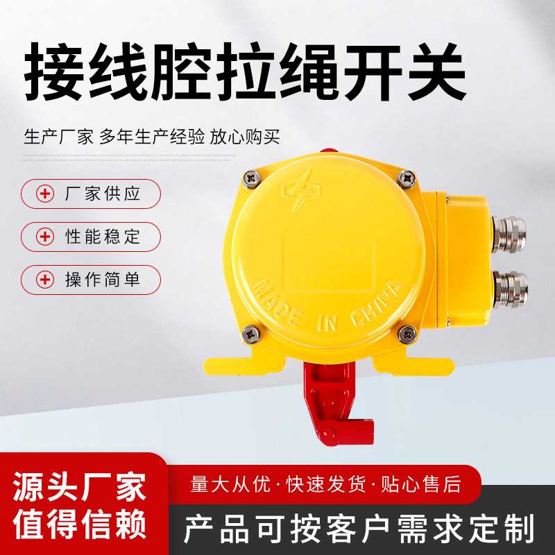 接线盒拉绳开关自动 双向拉绳开关带防水接线盒 输送带控制装置