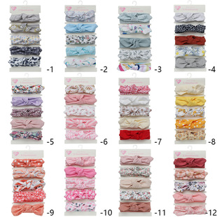 儿童蝴蝶结发带饰品套装 婴儿甜美可爱兔耳朵弹力头带五件套