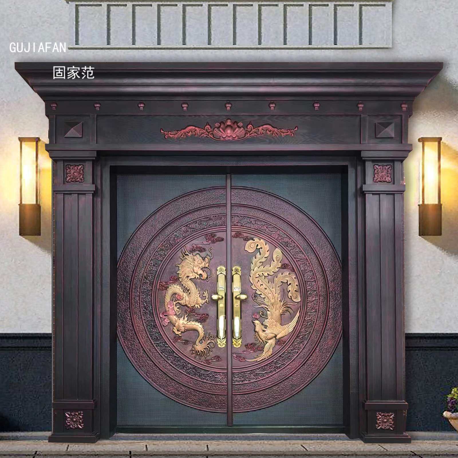 铸铝门别墅大门双开门农村乡村家用铜门防盗自建房子母入户进户门
