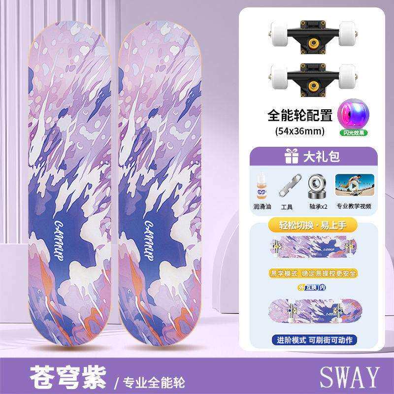 滑板初学者儿童专业双翘青少年10到14男孩女生4四轮滑板车6一12岁