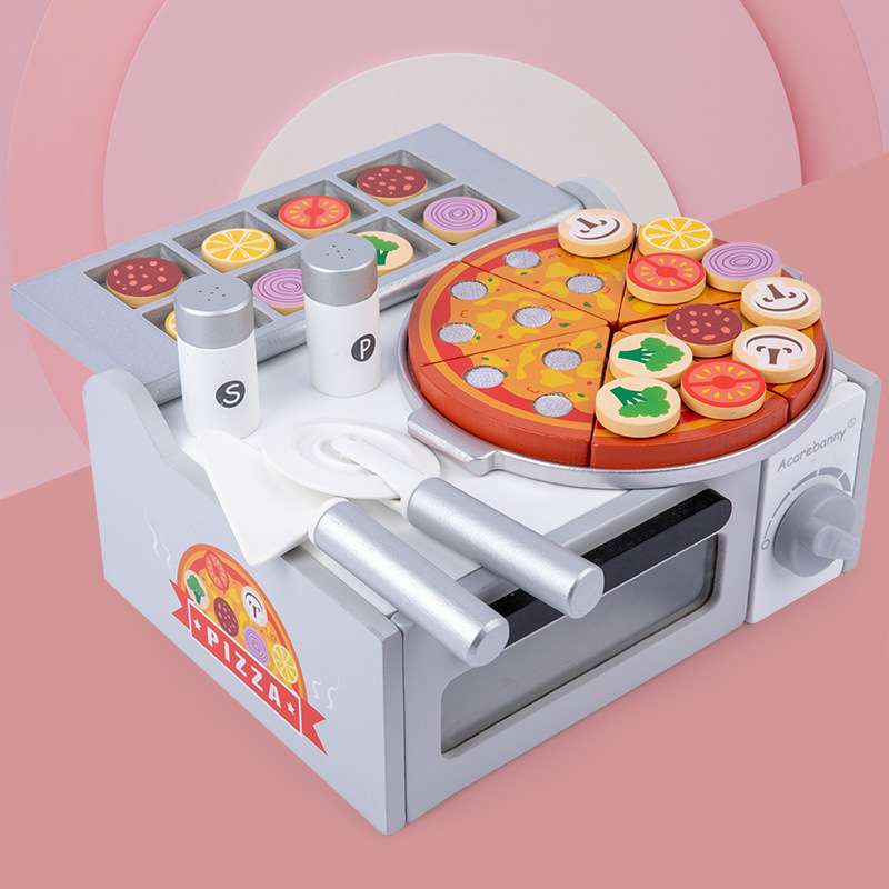 木制过家家披萨烤箱切切乐仿真厨房做饭餐具套装益智宝宝玩具