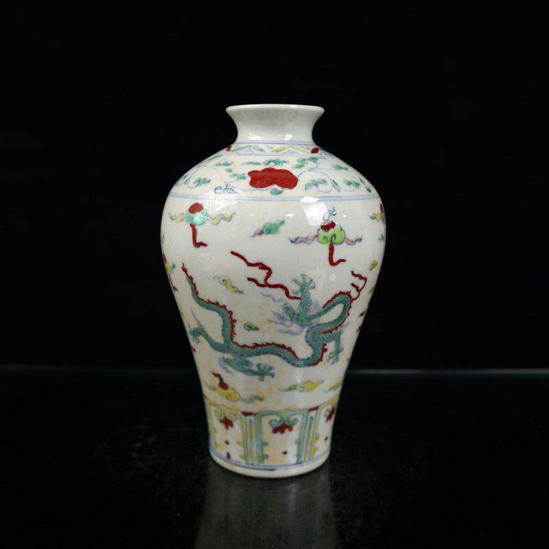 现货古玩复古工艺品斗彩瓷瓷器杂件龙纹梅瓶花瓶家居摆饰