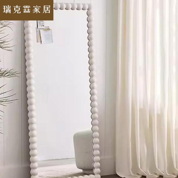 法式中古方形穿衣镜玄关壁挂装饰镜网红高级感镜子美式复古落地镜