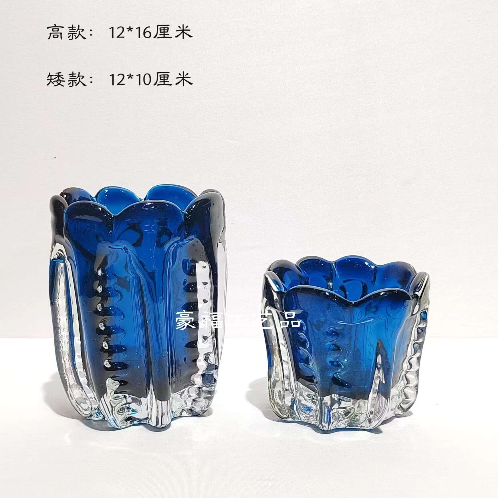 轻奢现代简约琉璃玻璃花瓶家居样板房餐厅茶几电视柜透明插花装饰