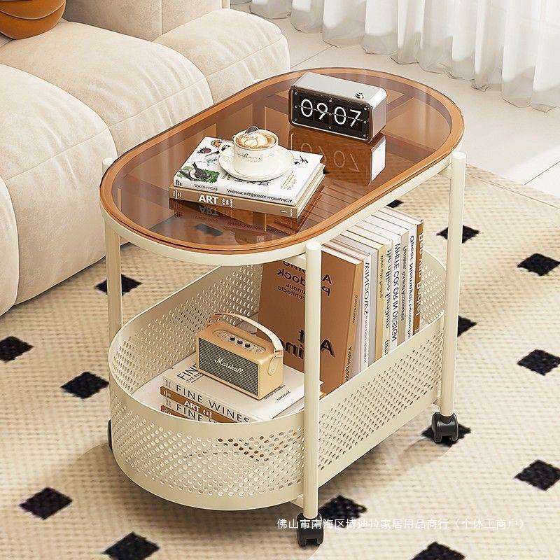 简约现代奶油风设计师网红小茶几小户型客厅茶台极简玻璃圆形桌子