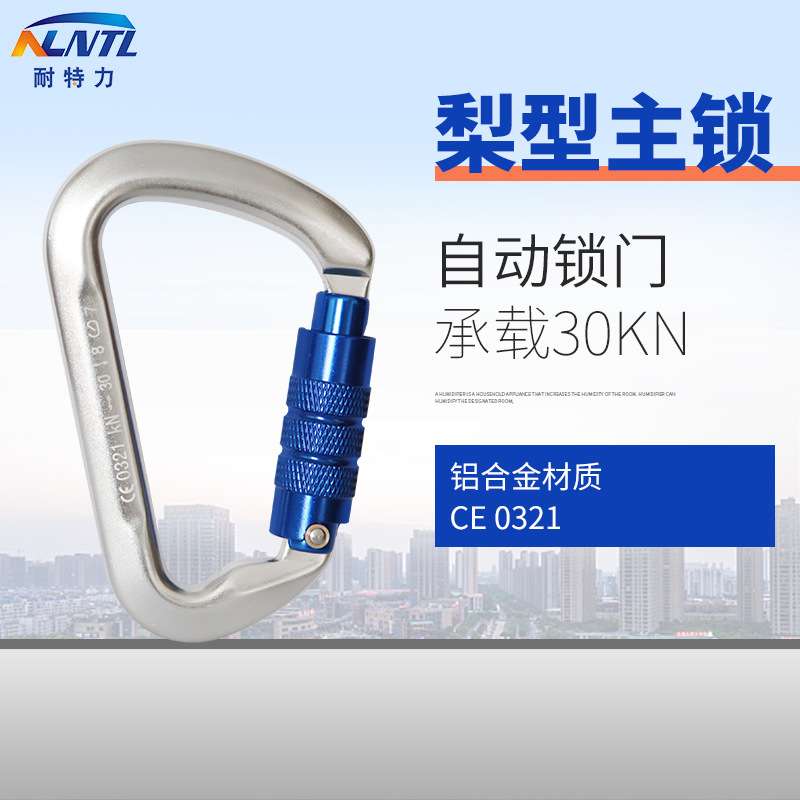 户外登山扣攀岩主锁便携式自动锁安全扣高空作业梨形钩快挂D型扣