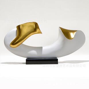 样板房树脂抽象摆件售楼处玄关横向现代风格雕塑艺术品纯净白色