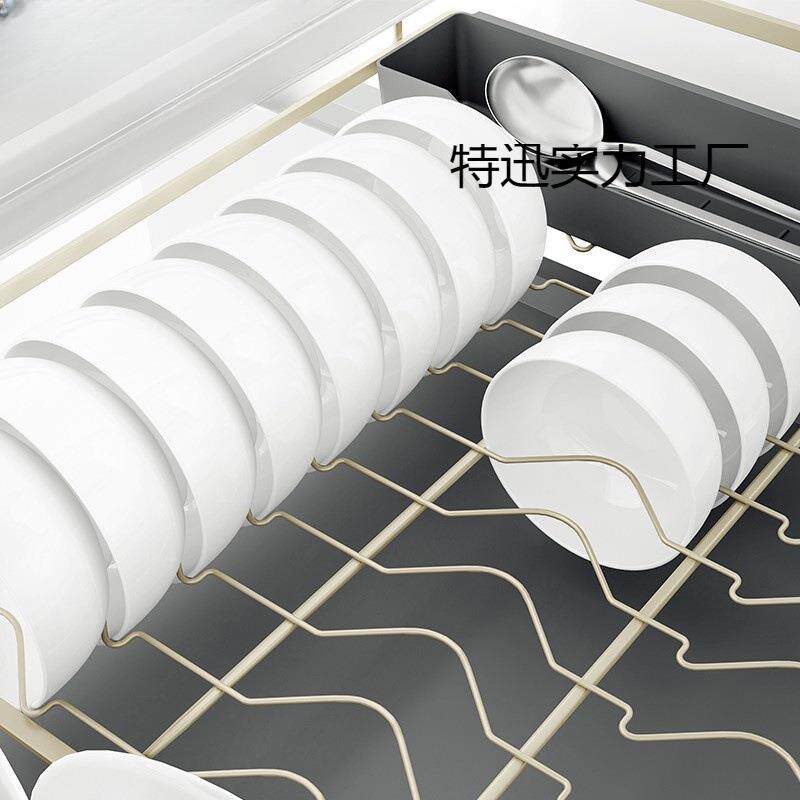 厨房橱柜抽屉式双层碗拉篮调味篮缓冲阻尼扁钢收纳架