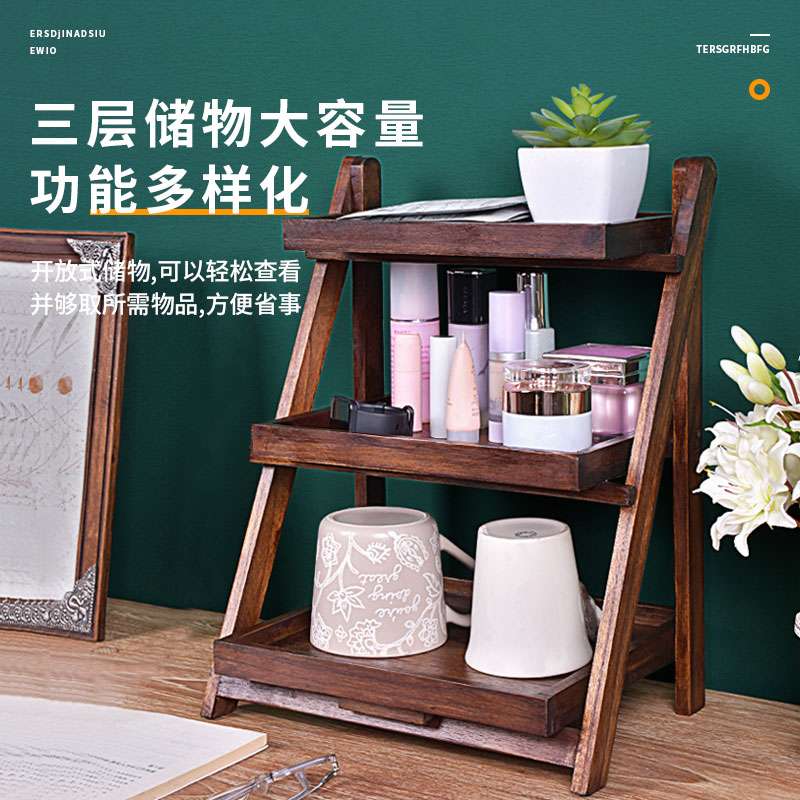 柚木折叠置物架免安装浴室卫生间厨房落地木质收纳架家用实木架子