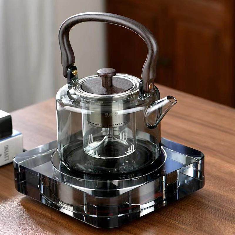 天久璃匠1000ml观极磁吸壶中式简单蒸煮玻璃茶壶316不锈钢漏磁