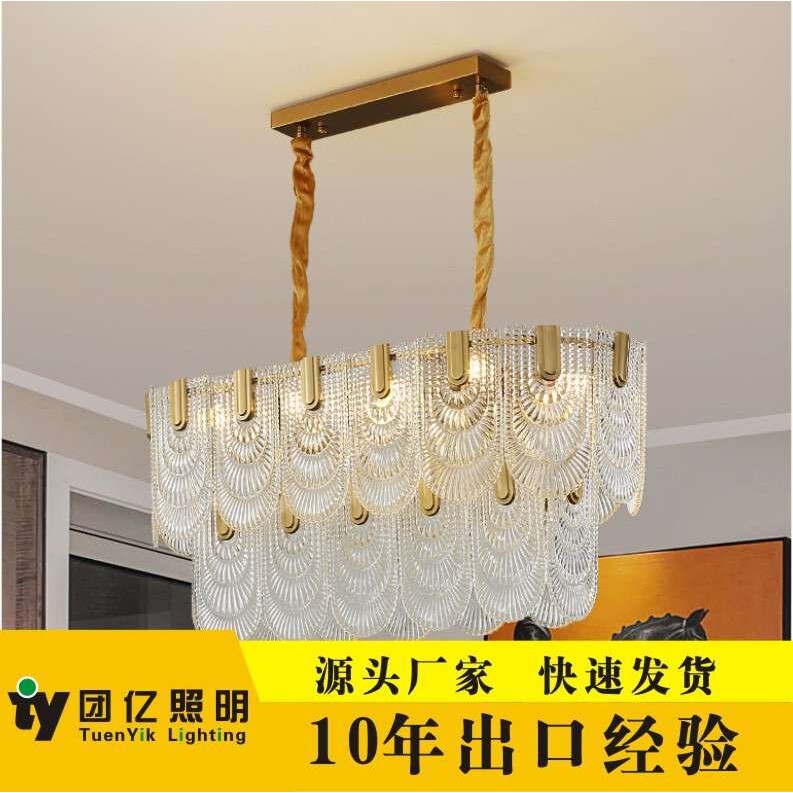 LED水晶灯长方形公寓复式简约创意水晶吊灯现代水晶吊灯高档吊灯