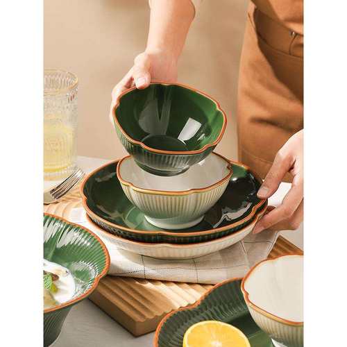 5YA1美式复古碗碟餐具套装乔迁新居家用饭碗盘组合高颜值轻奢